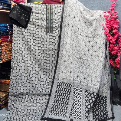 Premium Bombay ambroadry sequence Swiss Lawn Three-piece for Women