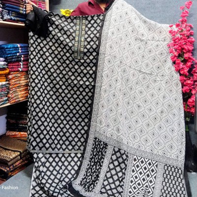 Premium Bombay ambroadry sequence Swiss Lawn Three-piece for Women