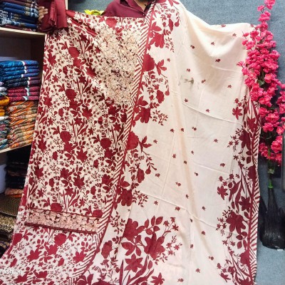 Premium Gonga ambroadry sequence 100% Cotton Three-piece for Women