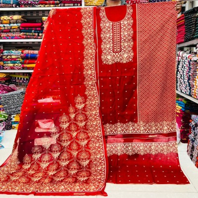 Trendy Kasmiri cotton three piece-Unstitched Cotton three piece for Women